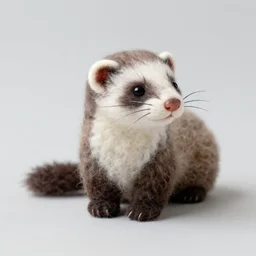 a needle felted ferret, needle felting art.