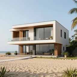 beautiful modern house in beach with high detail, architecture, 8 k, stunning detail, works by artgerm, greg rutkowski and alphonse mucha, unreal engine 5, 4 k, 8 k, uhd