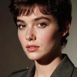 technicolor, 3 5 mm, highly detailed : incredibly realistic, youthful latin demure, perfect features, feminine cut, beautiful three point perspective extreme closeup 3 / 4 portrait photo in style of chiaroscuro style 1 9 8 0 s frontiers in flight suit cosplay vogue fashion edition, mario testino