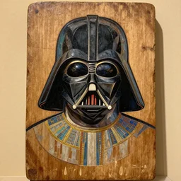 darth vader artwork fayum portrait, mummy portrait, from egypt, from luxor, on wood