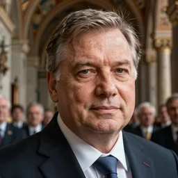 hyper realistic close - up portrait of viktor orban, monastery interior, gorgeous lighting by kim jung giu weta studio, mucha, bautista and norman rockwell and greg rutkowski and tom bagshaw and james gurney and lucasfilm