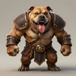 grinning pit bull barbarian, fantasy warrior, drooling, ultra detailed, rule of thirds, crispy, super sharp, 4 k, style of norman rockwell, style of richard corben.