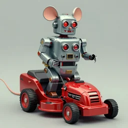 adventurer ( ( ( ( ( 1 9 5 0 s retro future robot android fat mouse lawnmower. muted colors. ) ) ) ) ) by jean baptiste monge!!!!!!!!!!!!!!!!!!!!!!!!! chrome red