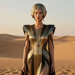 jennifer lawrence giesha demon, innovative avant - garde art, deco fashion, asian women, highly detailed, photorealistic portrait, serene desert setting, golden hour, crisp quality and light reflections, octane render