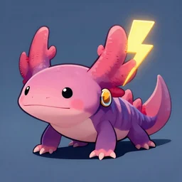 an axolotl with an earring in the shape of a lightning bolt, digital art, trending on artstation