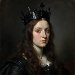 The portrait of Lady in black wax crown by Gustave Courbet, dark fantasy, witcher, very detailed oil painting, masterpiece, 8k