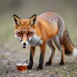 A cross eyed fox obviously drunk on power.