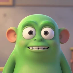 golem face, cartoon, pixar style