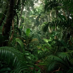 A jungle, hyperrealistic, in the style of 2005 Lost series photography.