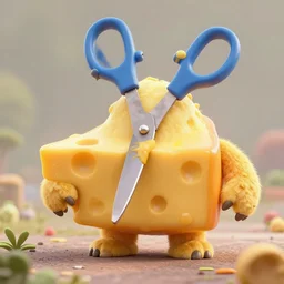 giant scissors cheese monster, 8 k, depth of field, 3 d, art by artgerm and greg rutkowski