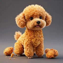 A poodle made out of crispy fried chicken, unreal engine 5