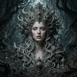 cinestill 5 0 d portrait of a beautiful woman by roversi, from a dream in a fantasy garden in a dark twisted forest, intricate details, epic scale, insanely complex, 8 k, sharp focus, hyperrealism, pale tonal matt, head in focus, caspar friedrich, greg rutowski, james gurney