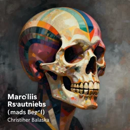 portrait of skull character, colorful, modern art deco, mads berg, karolis strautniekas, christopher balaskas, stippled light, fog, moody, fine texture, editorial illustration, dramatic lighting, dynamic composition, detailed, matte print, dynamic perspective, muted color