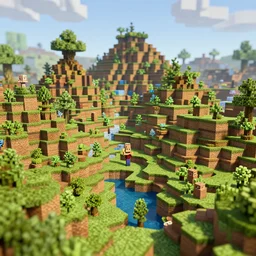 super 3 d render of a minecraft landscape, intricate, dof, unreal engine render