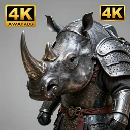 photo of a warrior with metal rhinoceros themed armour, highly detailed, 4 k, hdr, smooth, sharp focus, high resolution, award - winning photo