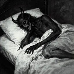 terrifying demons at the end of my bed as i sleep, artwork by Beksiński