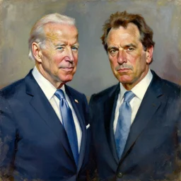 joe biden and jeffrey epstein, painting by jc leyendecker!! phil hale!, angular, brush strokes, painterly, vintage, crisp