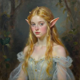 a beautiful elf princess, oil painting, by Fernanda Suarez and and Edgar Maxence