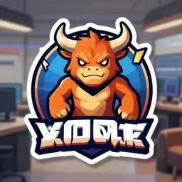 a video game company logo, with an imp as a mascot