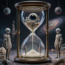 utopian Galaxy, Maison Margiela fashion couture, intricately detailed tiny humanoid inside an hourglass in the style of Emiliano Ponzi and  Chris Ware, futuristic 1990s contemporary art, sci-fi,eye glass, inside view, humanoid pov, intricate artwork by Tooth Wu and wlop and beeple, octane render, trending on artstation, greg rutkowski very coherent symmetrical artwork, depth field, unreal engine, cinematic, hyper realism, high detail, octane cinema 4D render, A24 cinematography, 8k