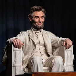 high resolution photograph of a smiling Abraham Lincoln during a television interview by Richard Alva Cavett