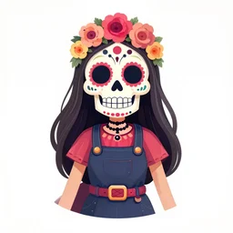illustration of a sugar skull day of the dead girl, art by joe petagno