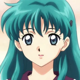beautiful lariennechan anime portrait, big eyes, symmetrical face, teal hair by Takeuchi Naoko
