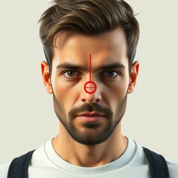render of andrej karpathy with a target on his forehead