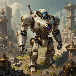 robot city, steampunk art, fantasy style, super high detail, super high quality, talented artist, trending on artstation, machinarium