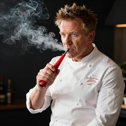 gordan ramsay smoking out of a bong