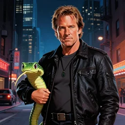 Kurt Russell as Snake Plissken in Escape from New York,Greg rutkowski, Trending artstation, cinematográfica, digital Art