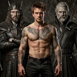 colin farrell, tattoos, dungeons and dragons, fame of thrones masterpiece by edgar maxence and ross tran and michael whelan, gustav dore, 8 k, octane render