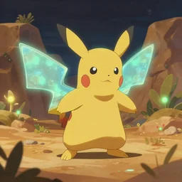 ( pokemon ) creature creature in a desert lush vegetation, warm tones, night, bioluminescent bioluminescent translucent translucent : : by michal karcz, daniel merriam, victo ngai and guillermo del toro : : ornate, dynamic, particulate, intricate, elegant, highly detailed, centered, artstation, smooth, sharp focus, octane render, 3 d