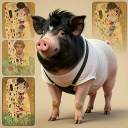 a pig with black hair and long pixie haircut in shorts with suspenders and white t-shirt drawn by Alexandre Cabanel, norman rockwell, juan gimenez, maler collier, frank frazetta, alphonse mucha, gustav klimt 4k, unreal 5, DAZ, french noveau, trending on artstation, octane render, hyperrealistic