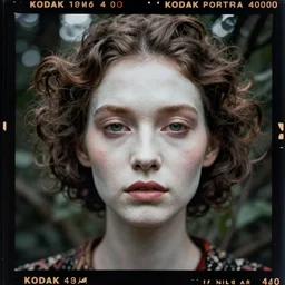 kodak portra 4 0 0, wetplate, photo of a surreal artsy dream scene,, weird fashion, in the nature, highly detailed face, very beautiful model, portrait, upper body, expressive eyes, extravagant dress, carneval, animal, wtf, photographed by paolo roversi style and julia hetta