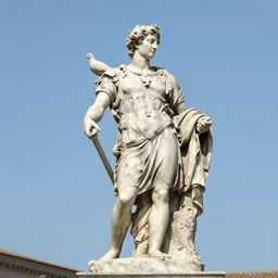a roman statue depicting a pidgeon