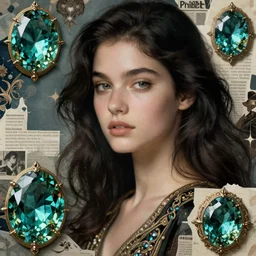 beautiful topaz girl dark. artstation hq. intricate, elegant.. decollage. by stuart lippincott