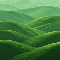 a hilly landscape made in photoshop with green layers, layered, green, landscape