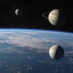 on the surface of a planet with multiple planets in the sky