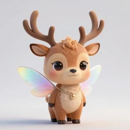 cute furry chibi with elk antlers and fairy wings pixar octane render