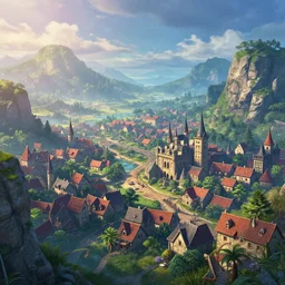 a gorgeous landscape from castlevania town, in the style of thomas cole and pixar. beautiful beyond imagination! enchanting, mysterious, alluring. hyperrealism, high detail 8 k, smooth gradient cgi, path tracing, trending on artstation