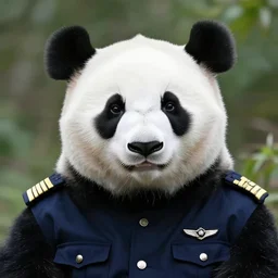 portrait of a panda bear in pilot's uniform