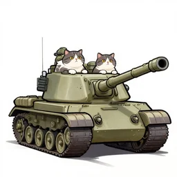 cartoon drawing of a tank manned by british shorthair cats