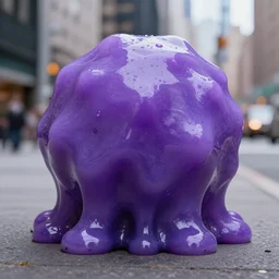 realistic highly detailed elegant purple geoid slime in the city of new york