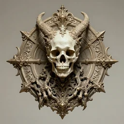 perfectly centered portrait front view of a dead rotten daemon growing ornamentation, ornate, detailed, symmetrical, elegant, beautifully soft lit, by wayne barlowe, peter mohrbacher, kelly mckernan