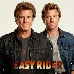 easy rider movie poster with henry fonda and dennis hopper, unreal engine, detailed