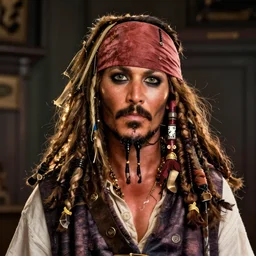 Lofi BioPunk portrait of Jack Sparrow Pixar style by Tristan Eaton Stanley Artgerm and Tom Bagshaw