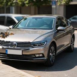 photo of volkswagen passat parked on a street, high detail, sunny lightning,