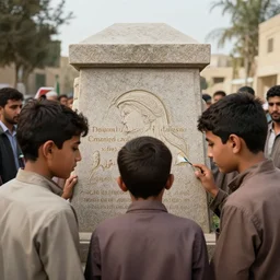 palestina boys criend in mother tomb, ai image upscaler, hyperrealistic, very details, pulitzer award winner, extreme close up, realistic human shape