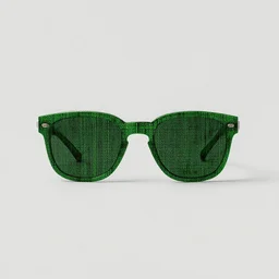 minimalist digital art of sunglasses made of green code